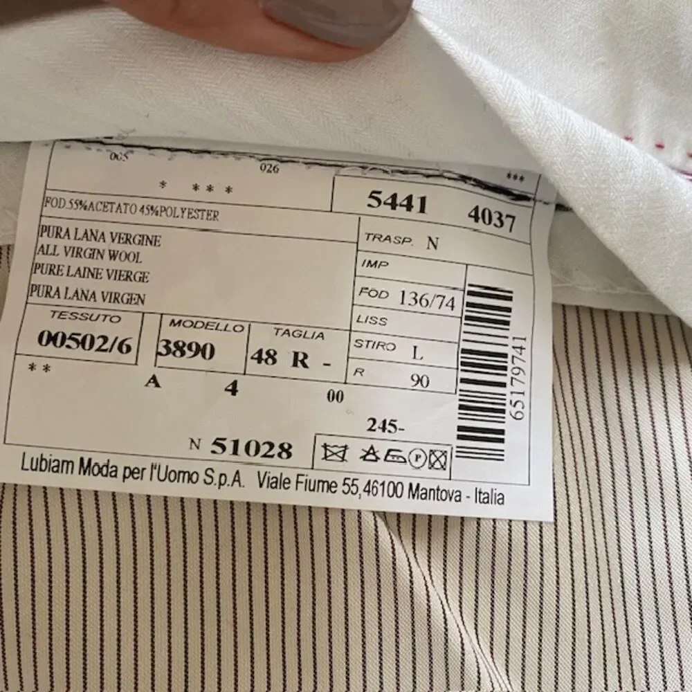 Lubiam Moda Italy Virgin Wool Tailored Fit Unfinished Hem Dress Pants 48R (M)